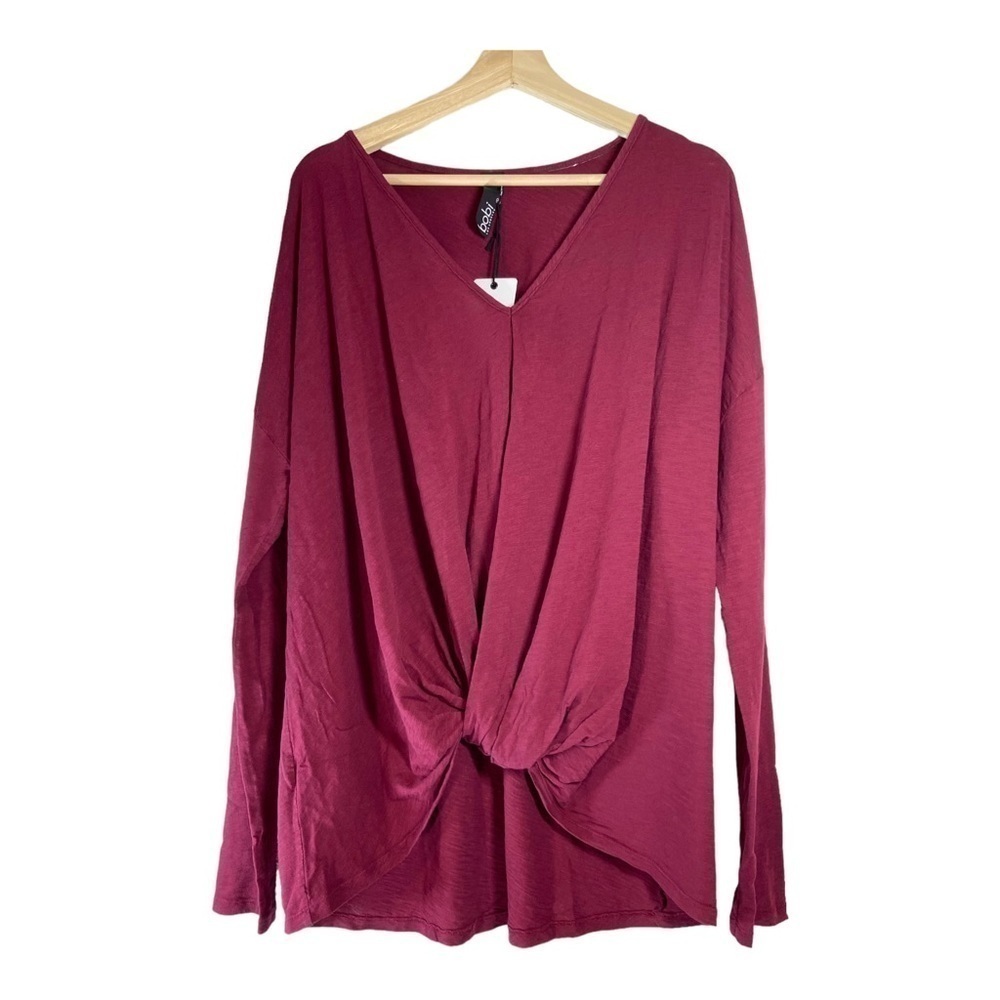 Bobi Twist Front Long Sleeve Top - Pinot NWT